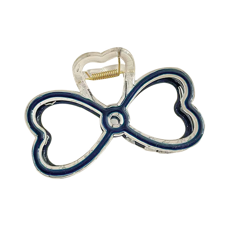 Oil-dripping transparent bow hairpin, colorful heart-shaped plastic all-purpose hair clip, heart-shaped hair accessory, hairpin for women Item Picture