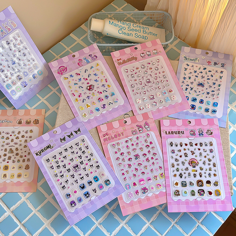 Sanrio's new cartoon cute children's nail stickers, diy nail stickers for girls, long-lasting decorative stickers full figure