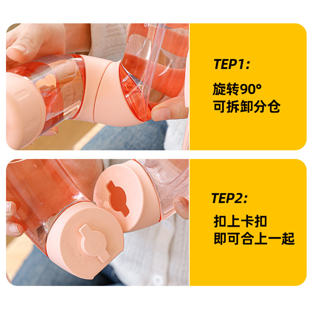 Creative and aesthetically pleasing tritan water bottle, double-drinking simple couple water cups, plastic cartoon dolls, student and children's straws Application Scenario