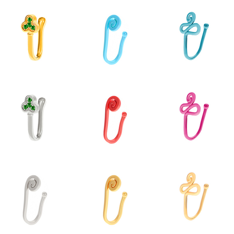 Wholesale of cross-border punk metal nose studs without holes, ins exaggerated and fashionable copper U-shaped nose ornaments and piercing accessories for women Item Picture
