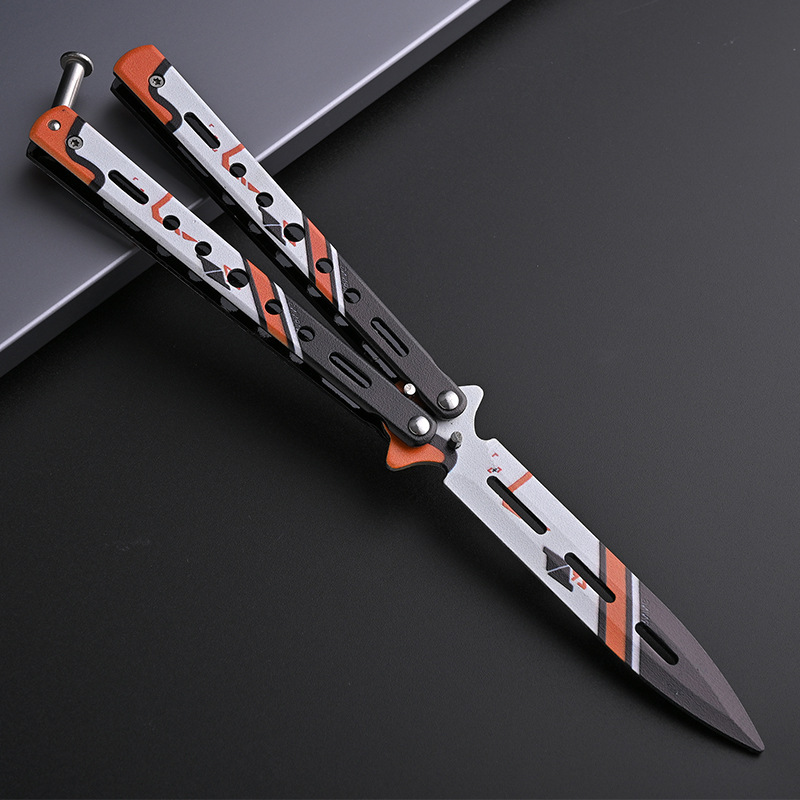 Butterfly Blade Classic csgo folding Sword, unedged practice self-defense, swinging hand toy, all-steel flower style training Butterfly Blade details Picture