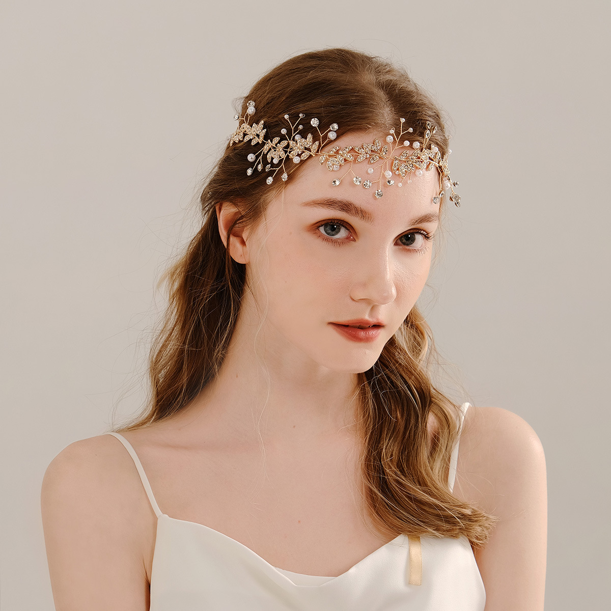 Korean cross-border accessories, wedding ornaments, alloy rhinestone headbands, banquet dress and makeup headbands, handcrafted bride headwear full figure