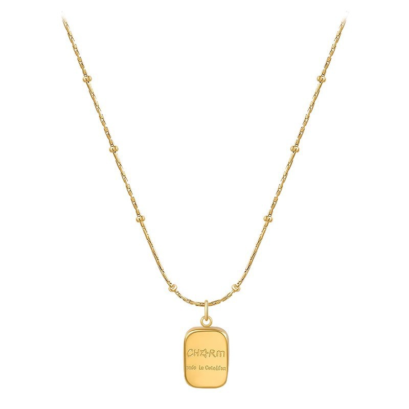 The "Little Golden Brick Titanium Steel Necklace" for women is a light luxury and niche 2025 new style. It exudes a sense of high-end collarbone necklaces and is a versatile decorative accessory Item Picture
