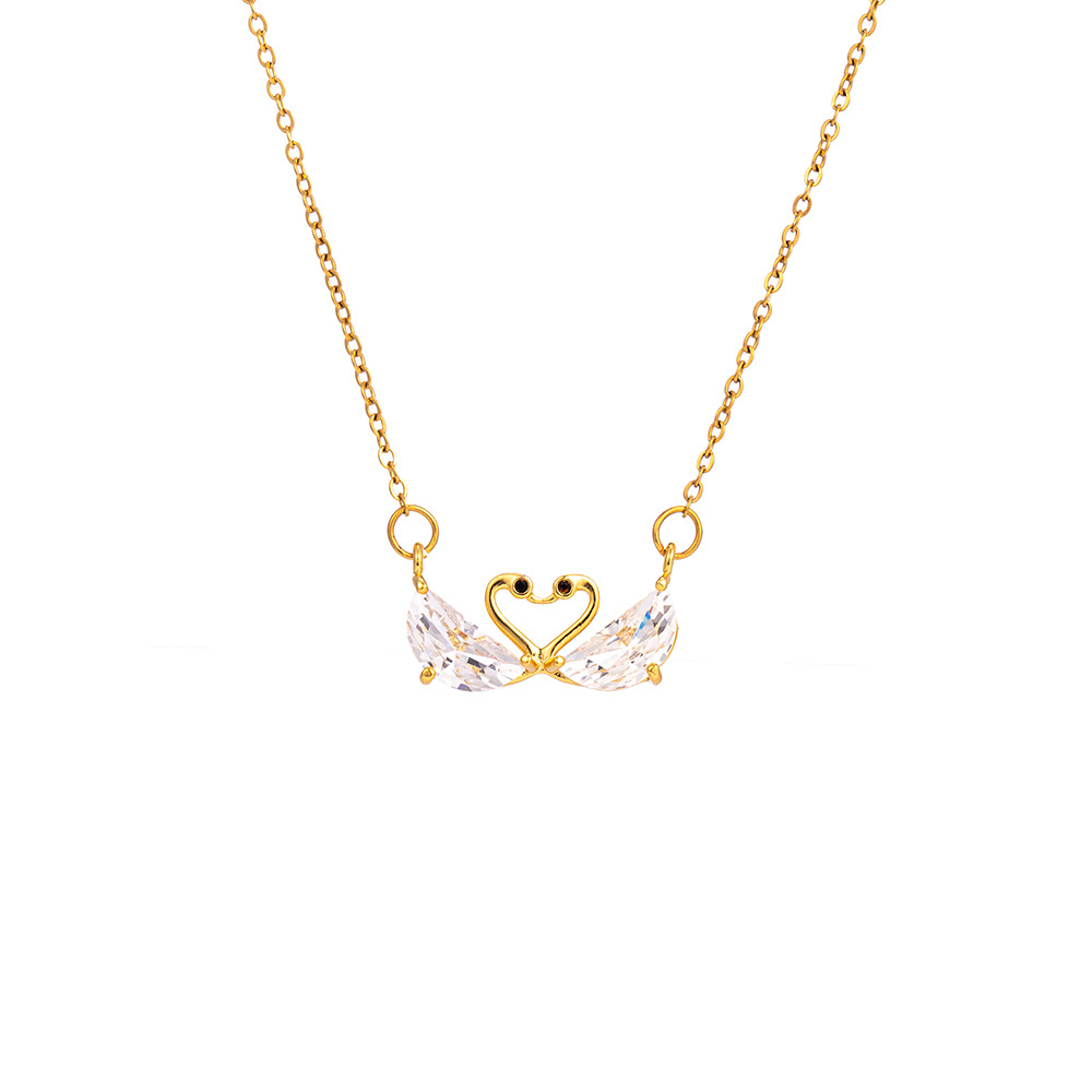 A fashionable crystal double swan necklace for women, with a light luxury and high-end feel. The collarbone chain is exquisitely set with zircon full diamonds Item Picture
