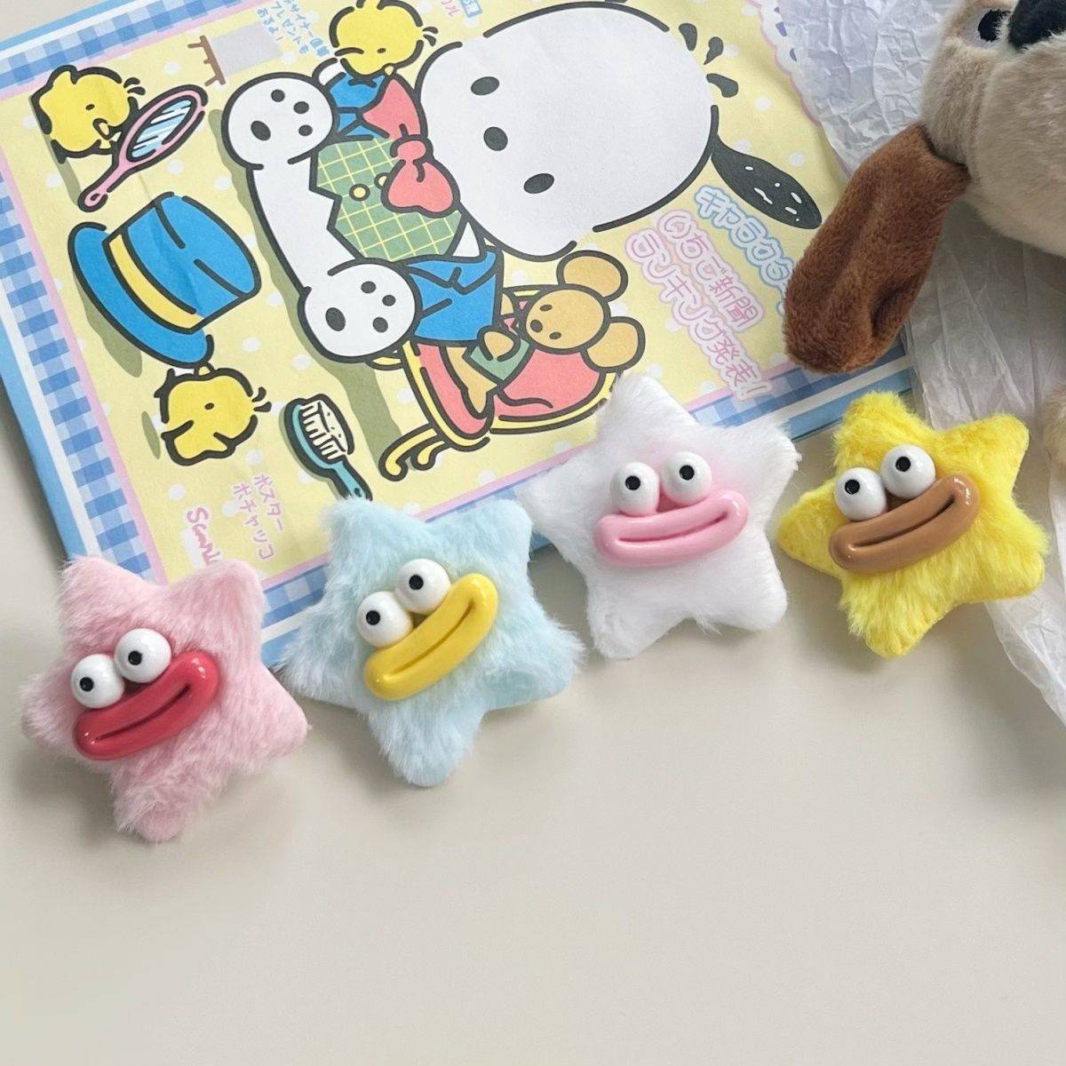 Cartoon, funny and cute hair clips, plush star bangs clips, forehead cliffhanger, duckbill clips, children's hair clips and hair accessories Specification drawing