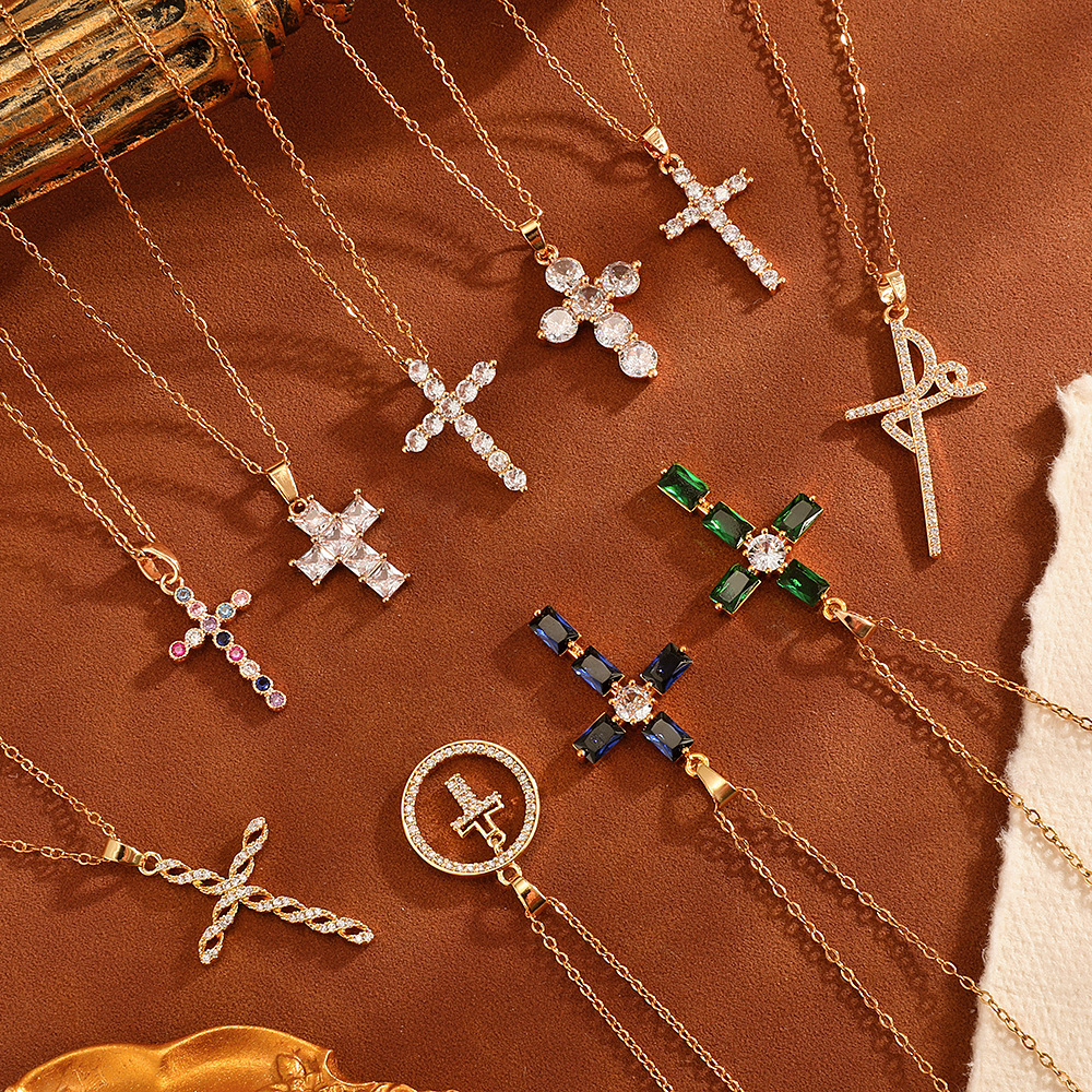Wholesale of fashionable and high-end women's accessories with zircon series pendants, personalized titanium steel necklaces, and light luxury style niche accessories Specification drawing