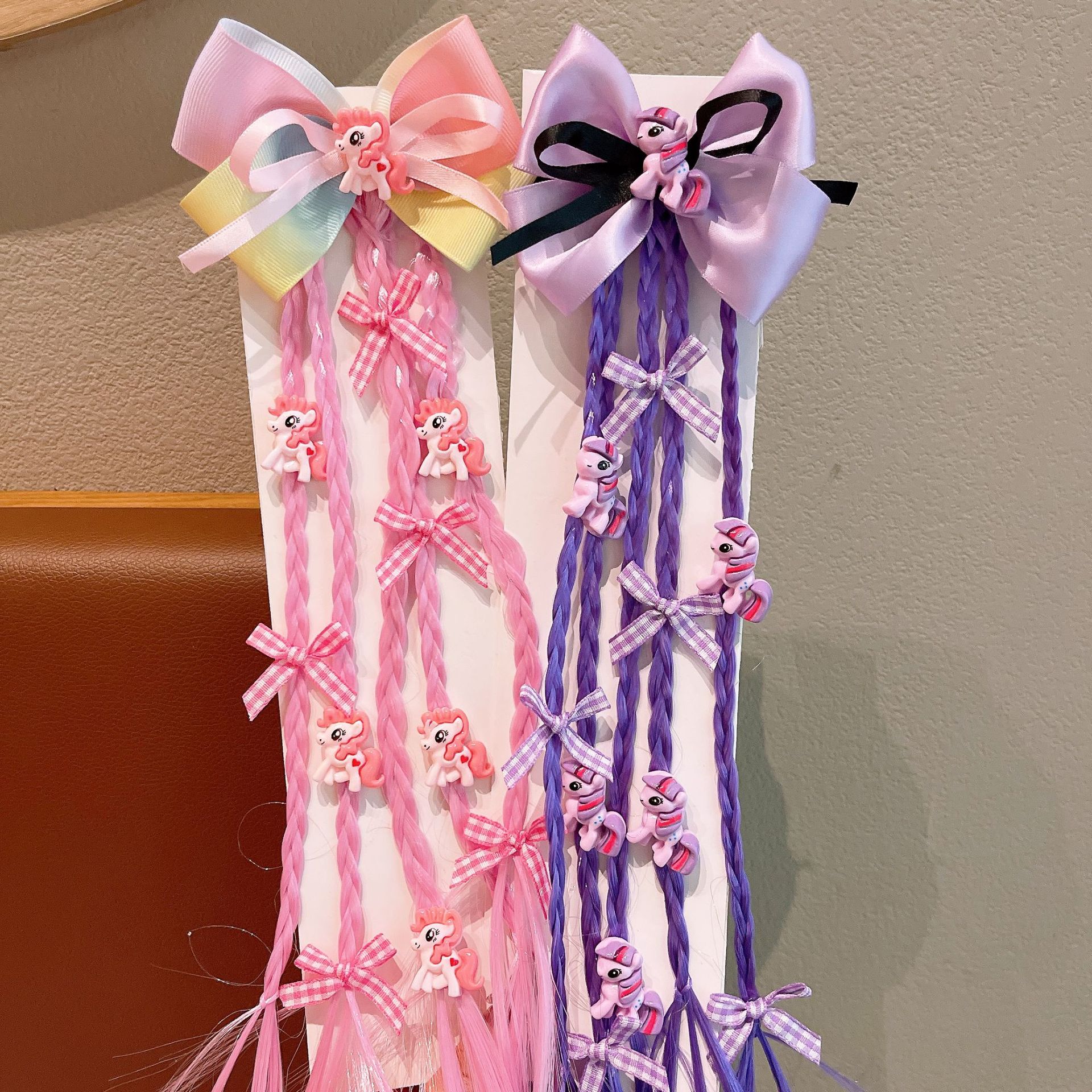 My Little Pony wig, braid, children's hair band, sweet and cool girl, boxing braid, braided hair tie, girls' ponytail hair tie details Picture