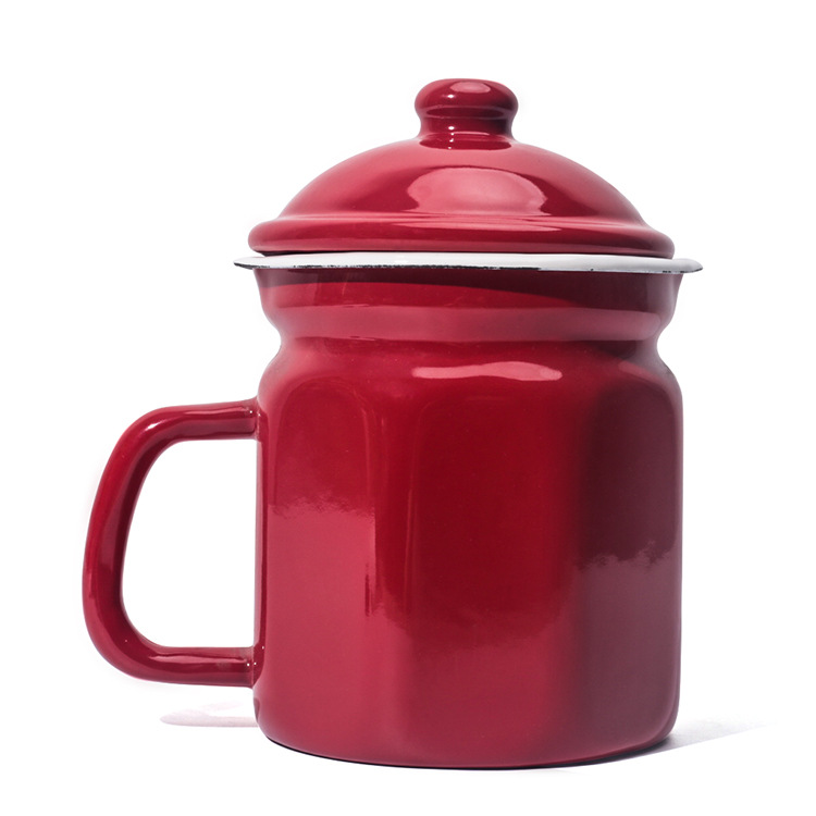 Factory wholesale household enamel oil kettles, enamel milk kettles, narrow-mouthed water kettles with LIDS, enamel kettles, 2L coffee kettles full figure