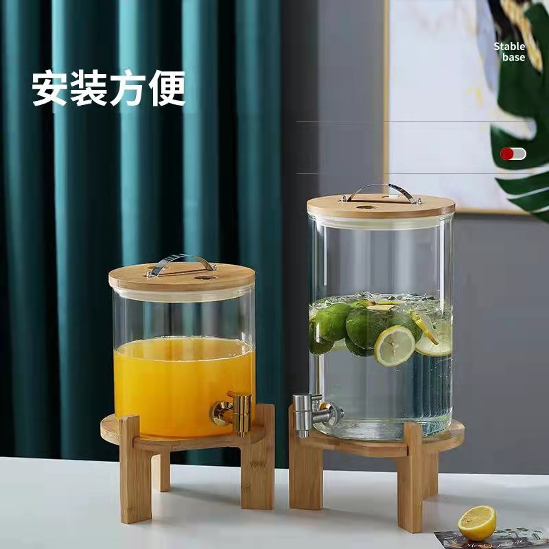 Heat-resistant and cold-resistant glass plum wine bottle with faucet, wine jar, grape wine bottle, sealed can for cola beverage, household Specification drawing
