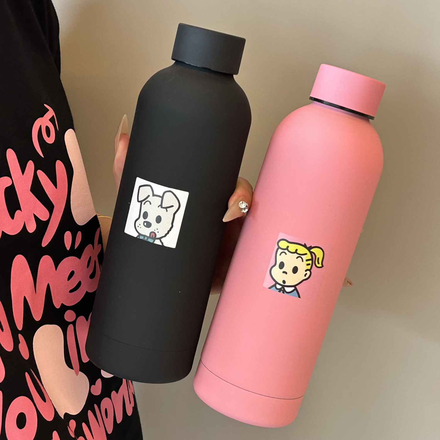 Korean InS-style direct drinking cup, simple solid color portable stainless steel insulated cup, popular student, high appearance level water cup for girls full figure