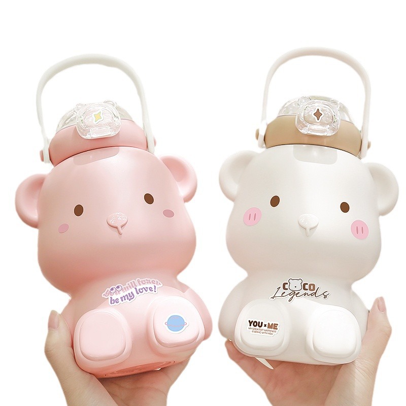 Insulated cup, large-capacity children's straw, cute student water cup, portable anti-drop 316 stainless steel cartoon cup Item Picture