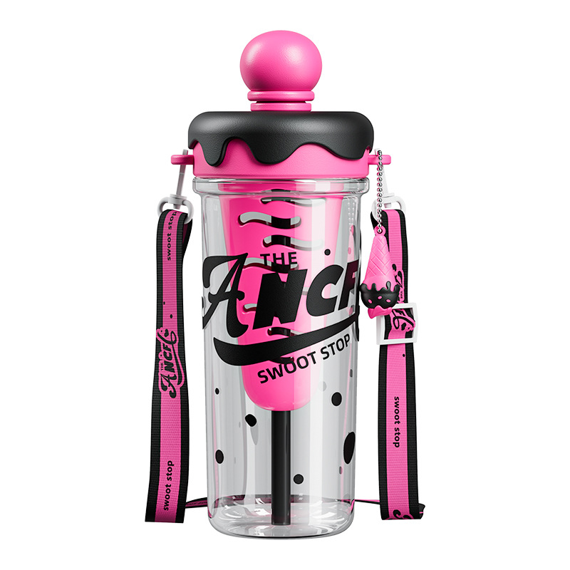 Summer ice cream space water cup, large-capacity portable, plastic cup with a shoulder strap, tea-water separation, portable tea brewing cup Item Picture