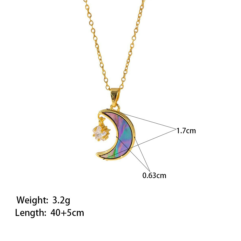 Abalone shell surface star moon pendant titanium steel necklace, a unique and elegant luxury collarbone chain for women, a versatile accessory for Internet celebrities Item Picture