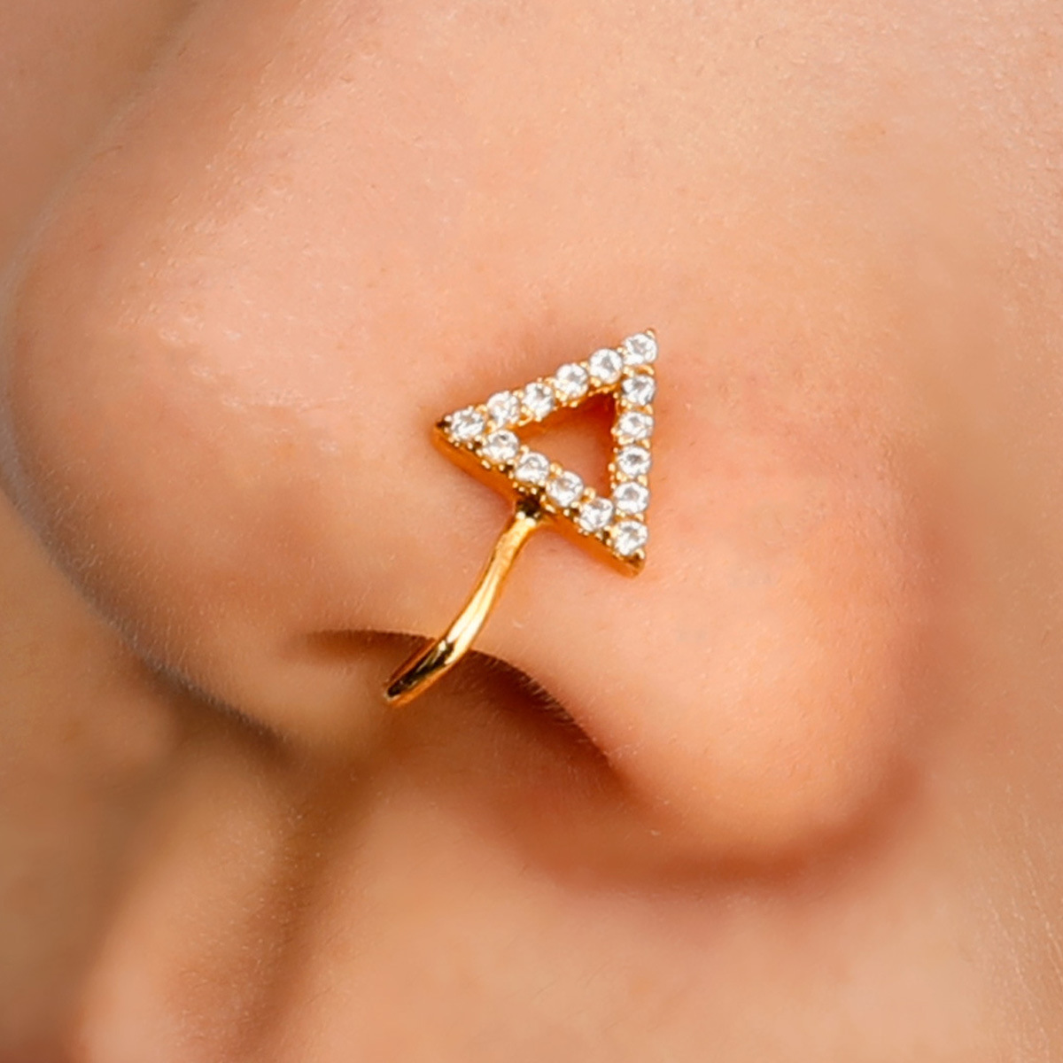 Cross-border Amazon U-shaped nose clip, European and American zircon geometric opening nose ring, fake nose stud, non-perforating puncture jewelry details Picture