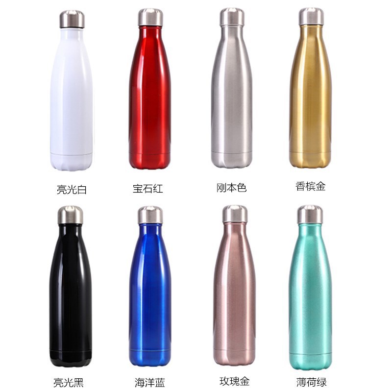 Amazon stainless steel 304 water cup, creative vacuum insulated cup, sports water bottle, 500ml cola bottle in stock full figure