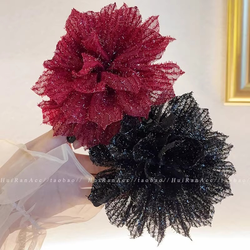 The new rose flower hair clip is a versatile and fashionable side ponytail clip headwear for women in the back of the head details Picture