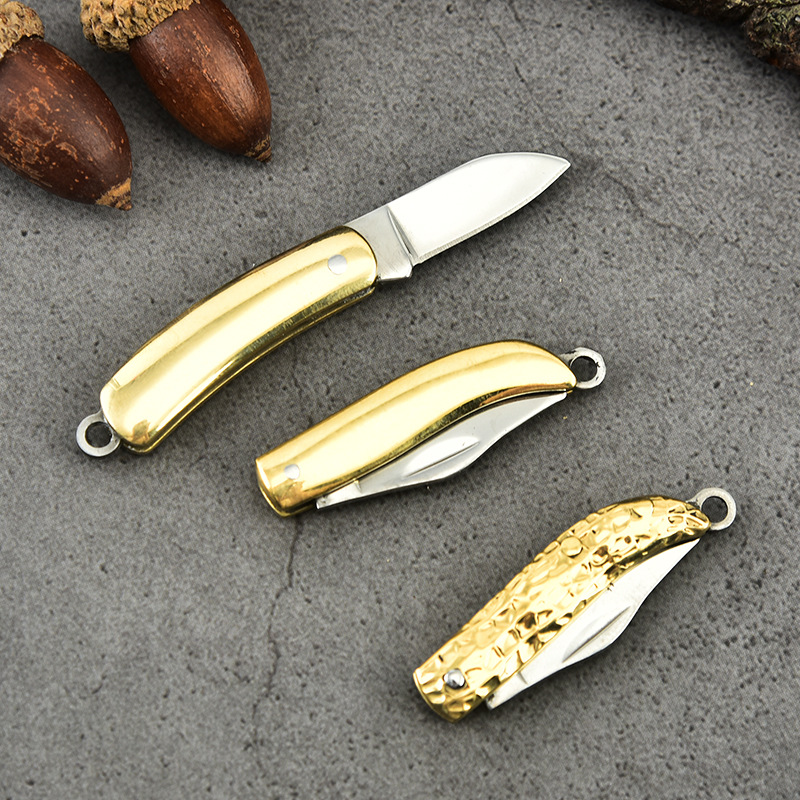 Mini pocket knife, keychain folding knife, brass knife, portable knife, express delivery opening knife, portable fruit knife details Picture