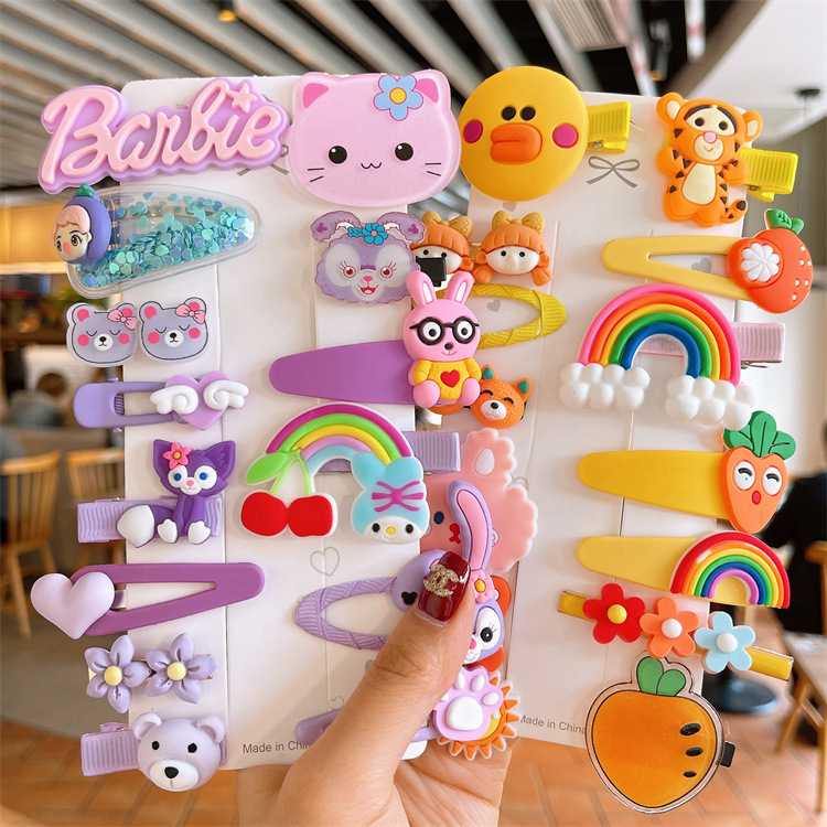 Children's internet-famous braided hair clips and hair accessories 2022 new style hair clips, cute cartoon baby hair clips and headwear full figure