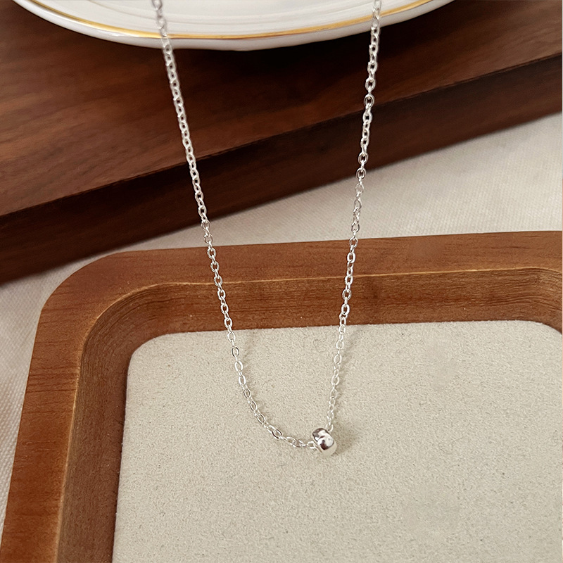 Silver circle necklace for women, a new 2025 trendy retro and versatile collarbone chain from a niche Korean brand Specification drawing