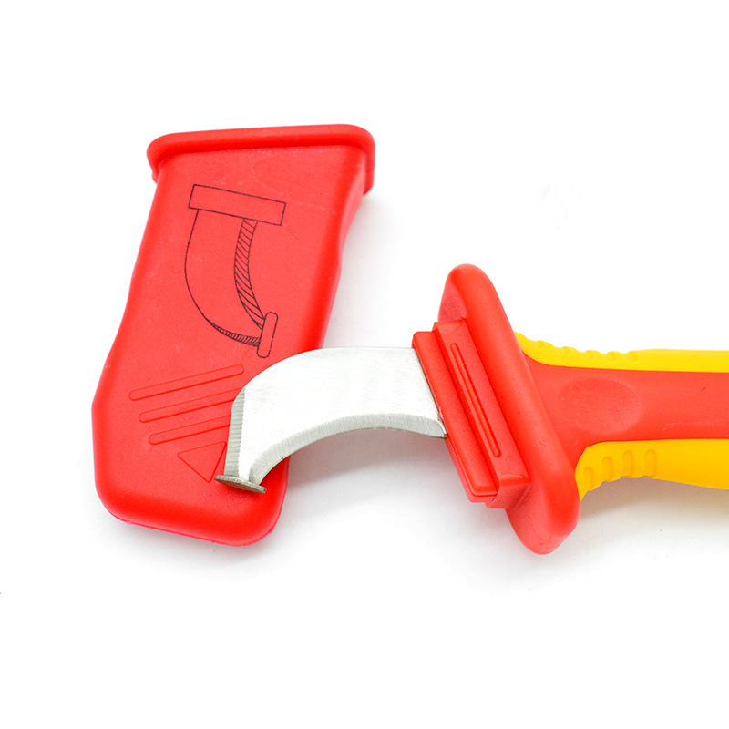 Aiweibor dual-color handle VDE insulated hook and sickle type cable knife 210mm Application Scenario