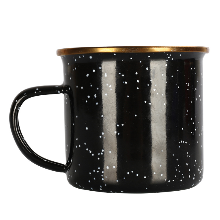 Wholesale black foreign trade mark water cup, creative coffee cup 450ml with star dot enamel cup gift box from the manufacturer full figure