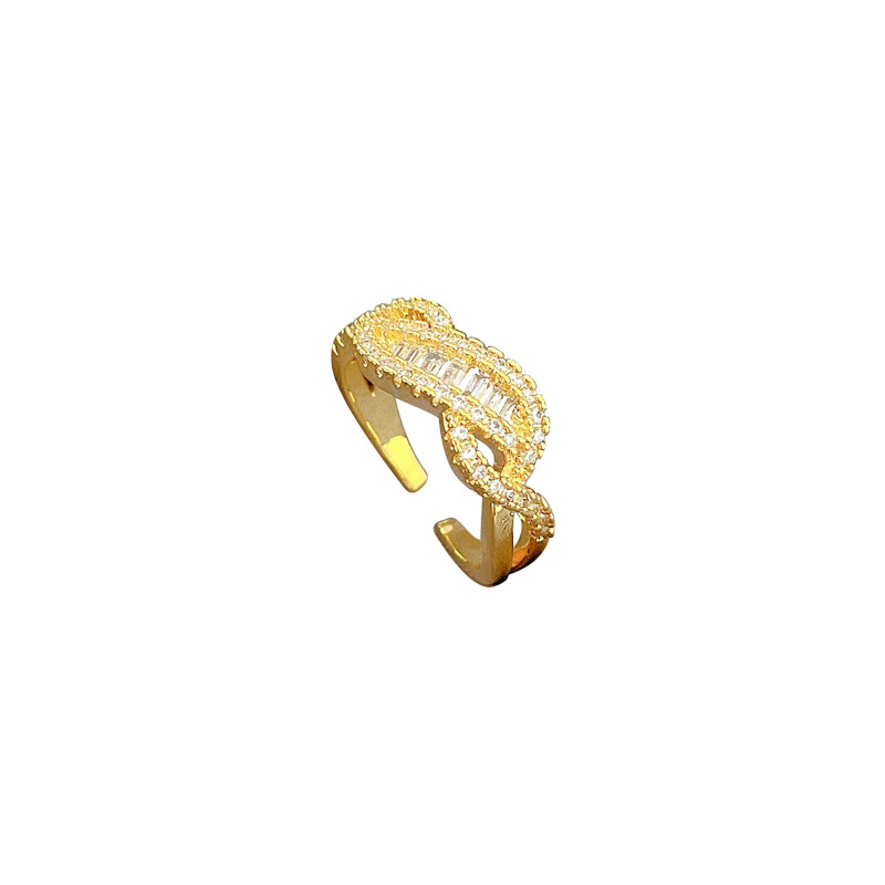 【 Real Gold 】 Cross-wound fashionable ring with adjustable opening, simple Japanese-style bracelet, couple rings Item Picture
