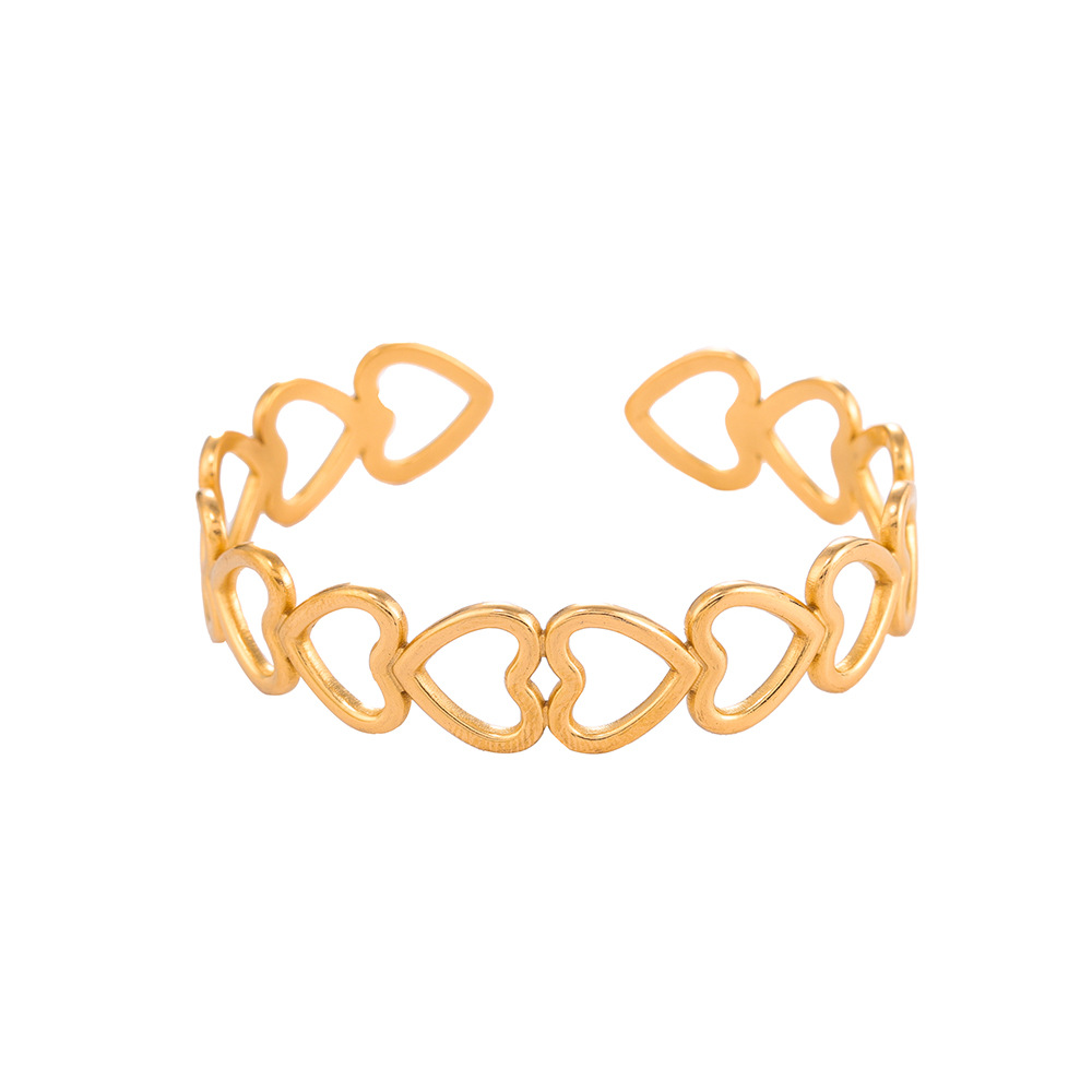 A popular Korean version of a simple heart-shaped hollowed-out stainless steel bracelet with a high-end touch for women Item Picture