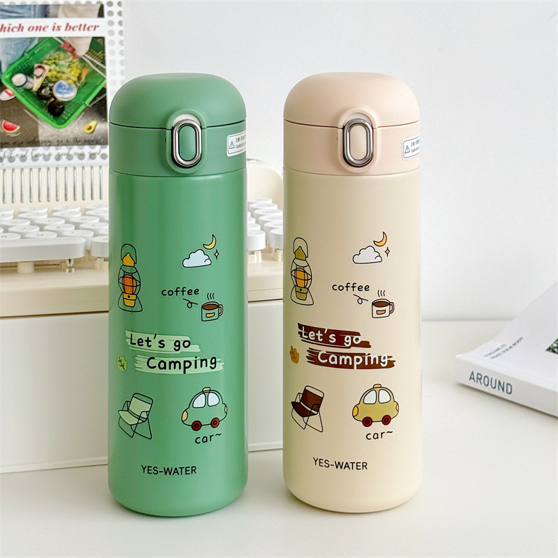Cute cartoon 316 stainless steel insulated cup, high appearance level, student couple bouncy direct drinking, children's insulated cup, water cup full figure