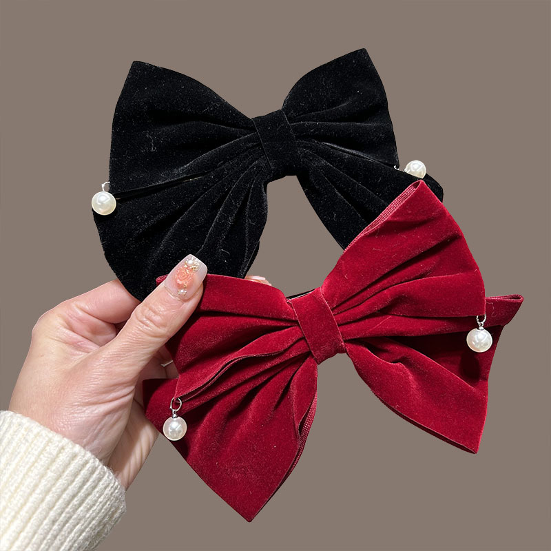 Autumn and winter versatile spring clips, double-layer large bow hair clips, straight clips, back hairpins, ponytail clips, headwear details Picture