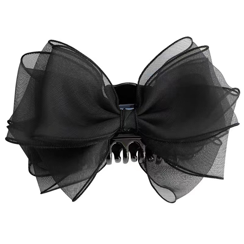Black bow hair accessory, large grappling clip, fugitive princess headwear, popular high top hairpin, shark clip at the back of the head Item Picture