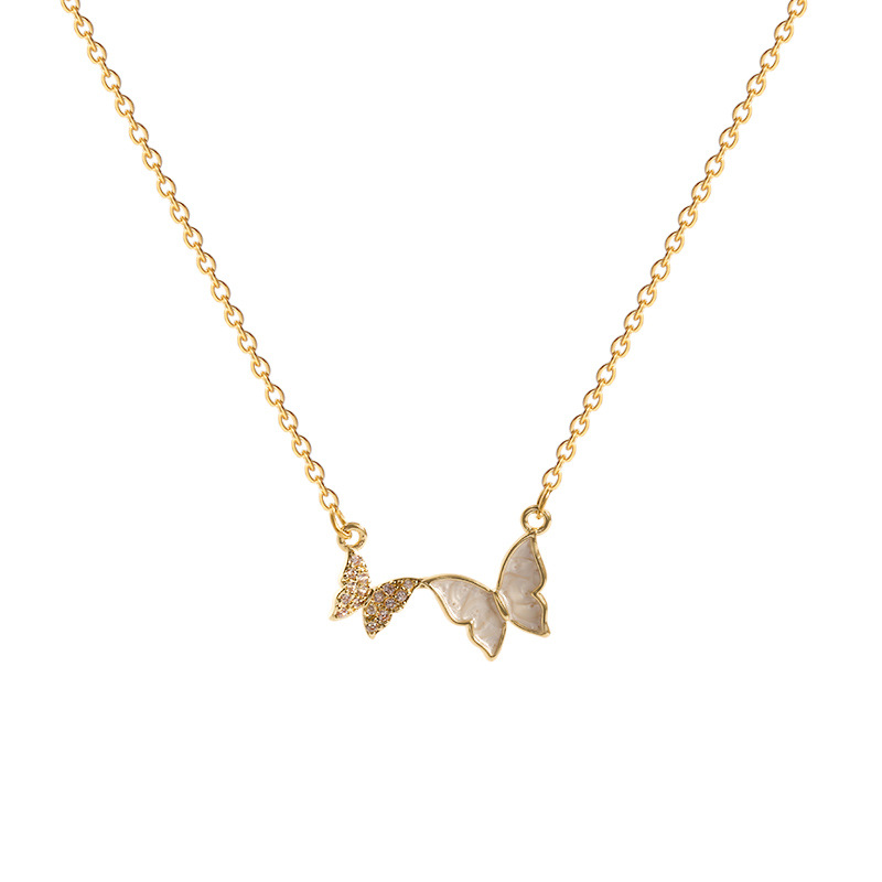 Exquisite micro-inlaid butterfly titanium steel necklace for women, in an inS-style, light luxury, versatile, niche and high-end look, a popular collarbone chain accessory Item Picture