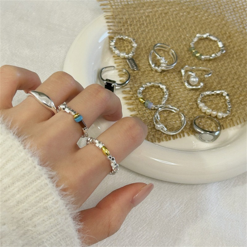Korean 925 sterling silver plain ring, women's Instagram style, niche design, high-end and versatile, open adjustable tail ring Item Picture