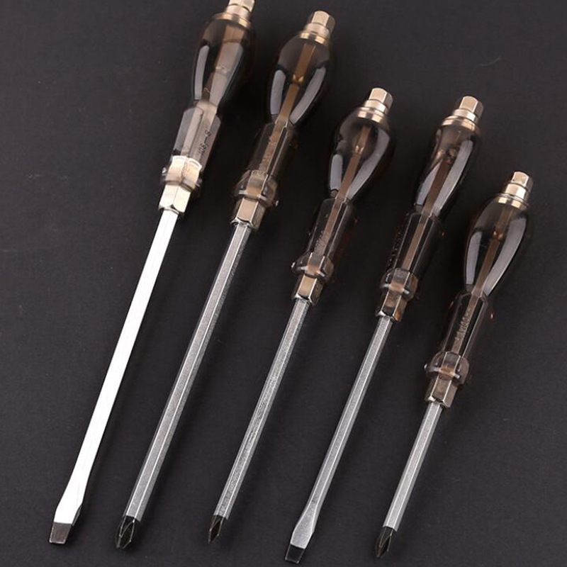 Amber handle transparent straight cross through-hole screwdriver 106 through-hole 4-12 inch long screwdriver from the manufacturer Application Scenario