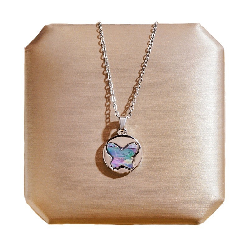 Colorful shell surface collection set, butterfly Moon Heart necklace, women's niche titanium steel versatile collarbone chain, popular online accessory Item Picture