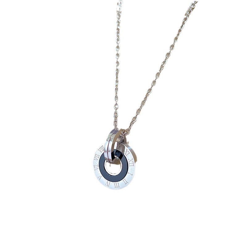 【 All-titanium Steel 】 Roman ring minimalist style furnace with real gold necklace, female Instagram influencer collarbone chain accessory Item Picture