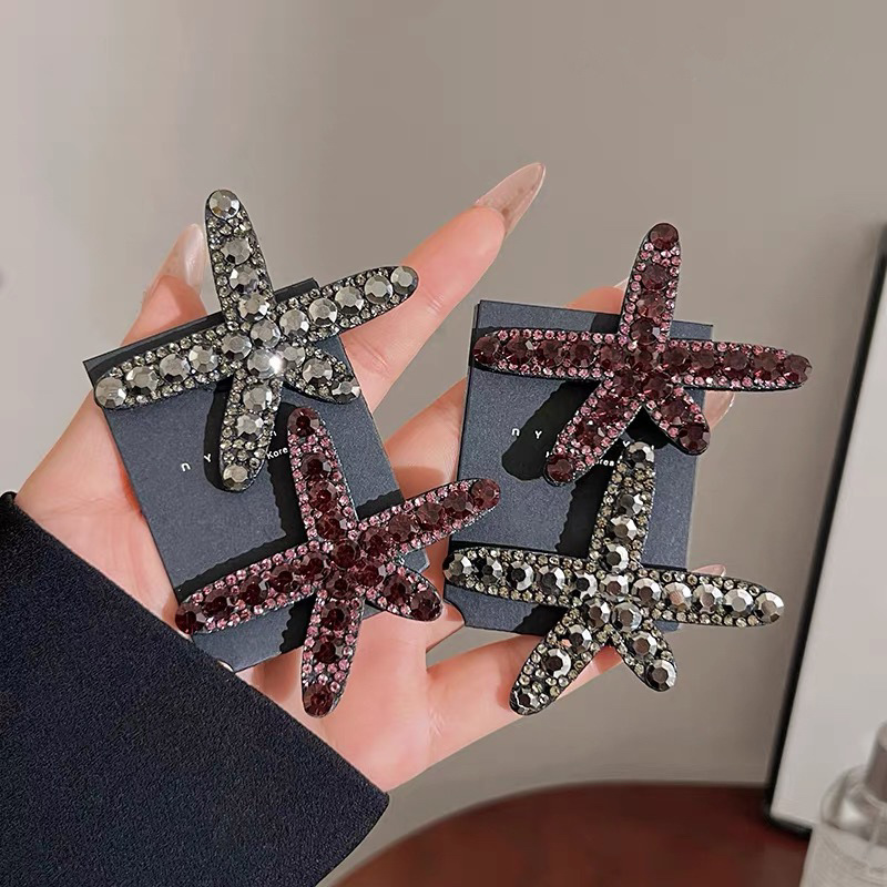 2025 New full-diamond starfish hairpin, forehead clipper, duckbill clipper, back head clipper, one-line clip, headwear and hairpin full figure