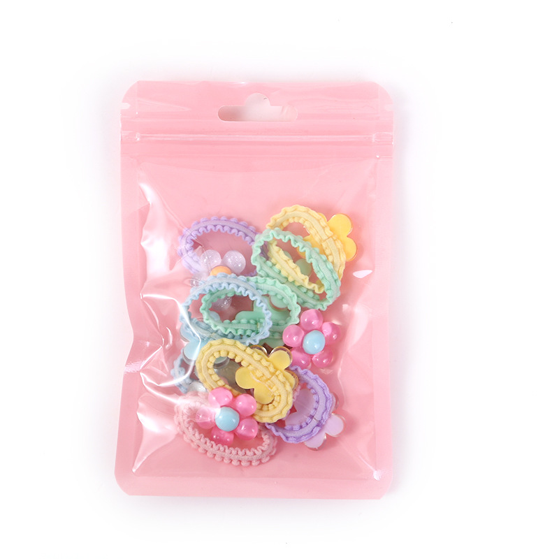 The 2024 new bagged flower-patterned hair tie for children is suitable for a 10-piece cartoon heart-shaped hair tie Item Picture
