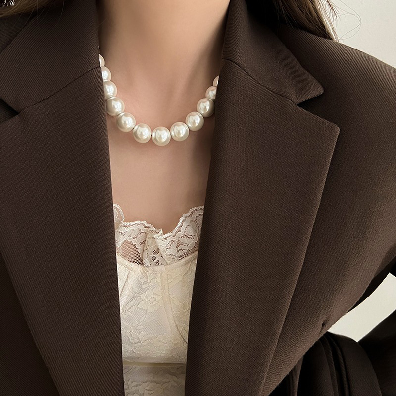 Beaded glass pearl necklace 2023 new style elegant necklace for women, design sense, niche collarbone chain accessory Specification drawing