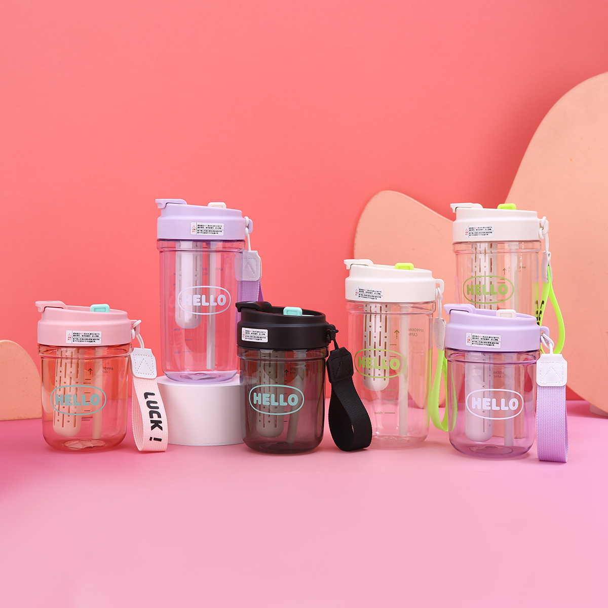 In summer, you can casually use a double-drinking coffee cup. When outdoors, you can carry a plastic water cup with a handle. Students can use a straw cup with a lid for two purposes full figure