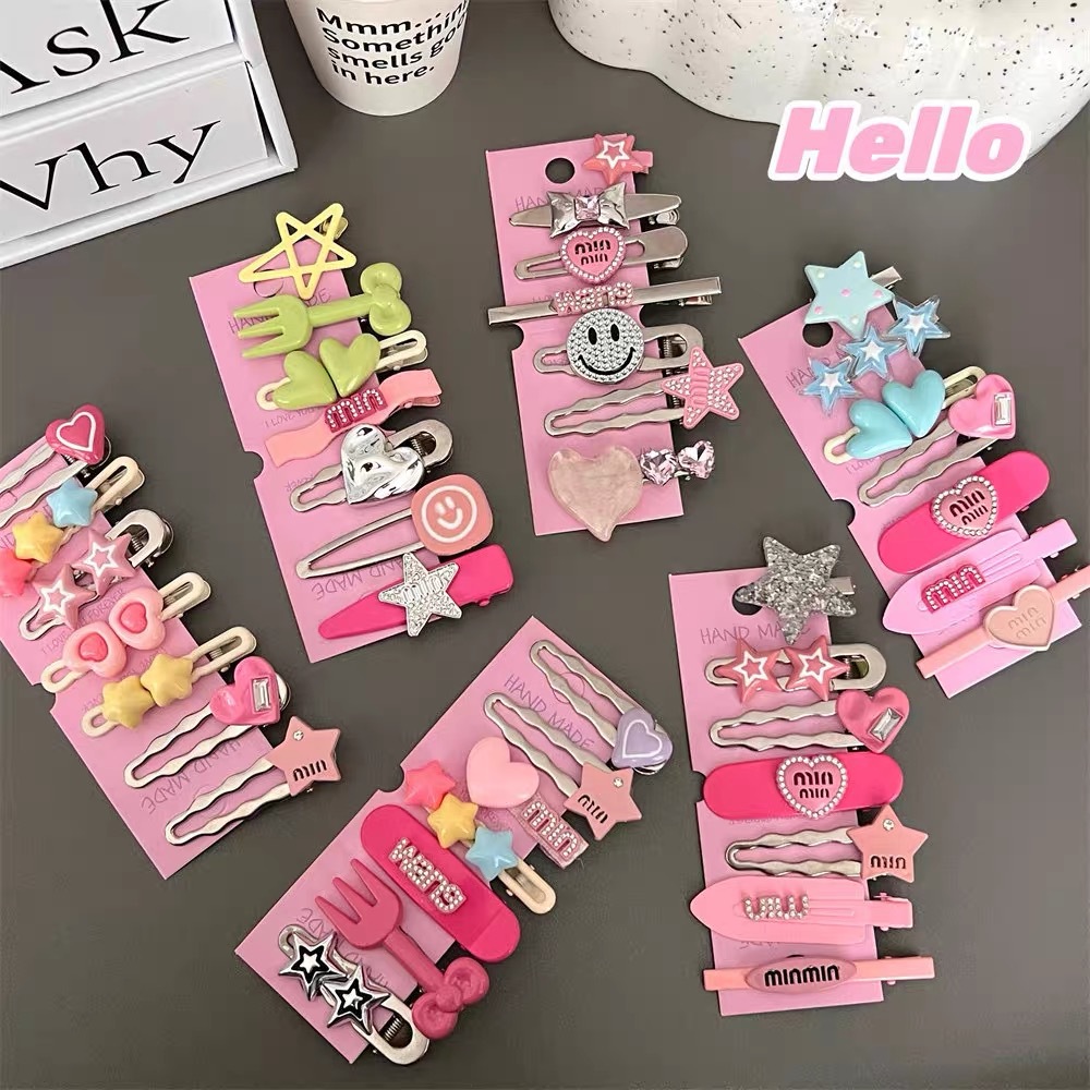 Sweet and cool Dopamine Girl Millennium style side bangs clip duckbill clip headwear hairpin 2023 New style broken hairpin for girls details Picture