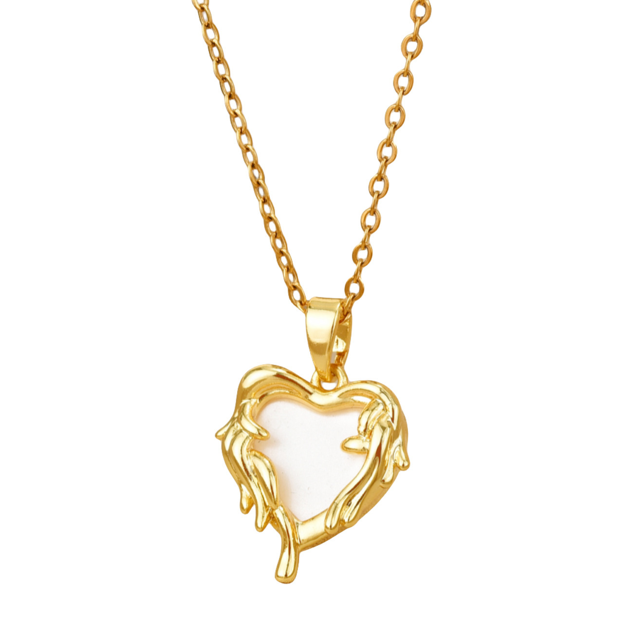Fashionable and personalized three-dimensional heart-shaped pendant titanium steel necklace, women's niche design sense, high-end collarbone chain, personalized and trendy accessory Item Picture