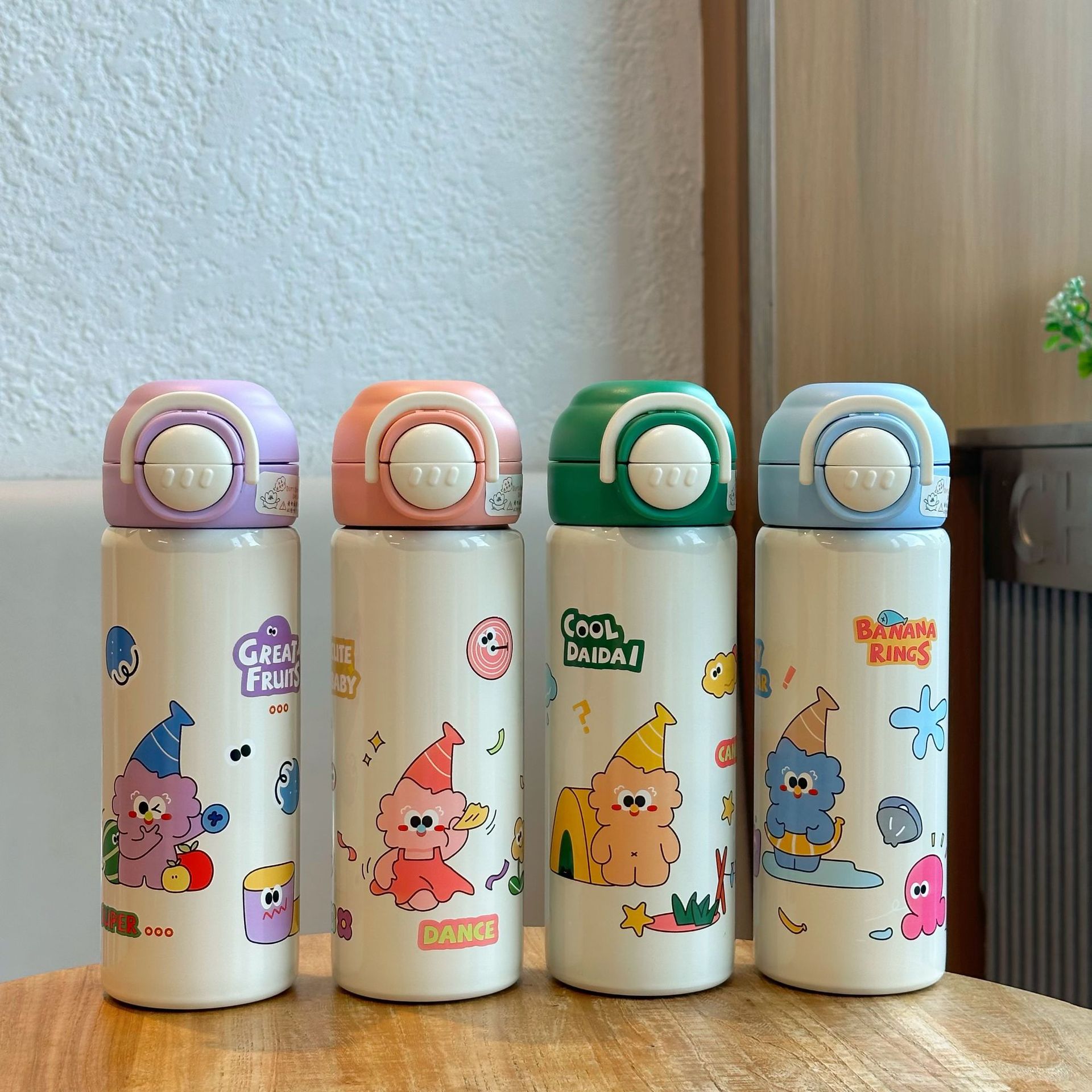 Customized 316 stainless steel double-drinking insulated cups for children, cute anti-drop water cups for kindergartens, cartoon gift water cups Specification drawing