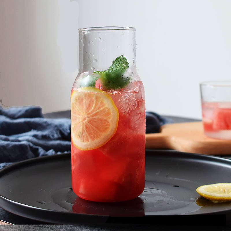 Creative Japanese-style single-person drinking high borosilicate glass teapot with single-cup high-temperature resistant glass cold water bottle set juice pot details Picture