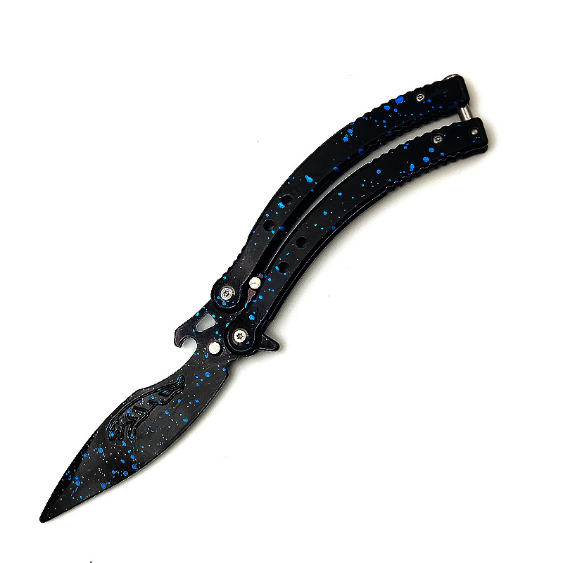 Butterfly knife practice knife, stainless steel ornamental knife, unopened, portable, reversible and deformable outdoor equipment undefined
