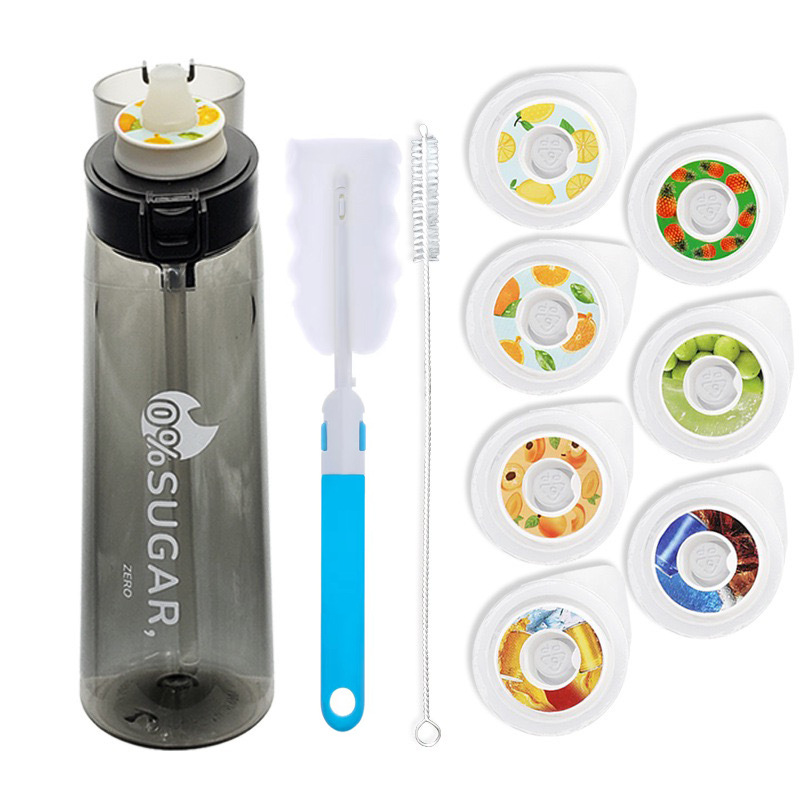 Cross-border direct supply scented cup, Playful cup, fruit-flavored fragrance ring, tritan0 calories 0 sugar scented plastic cup with sponge brush full figure