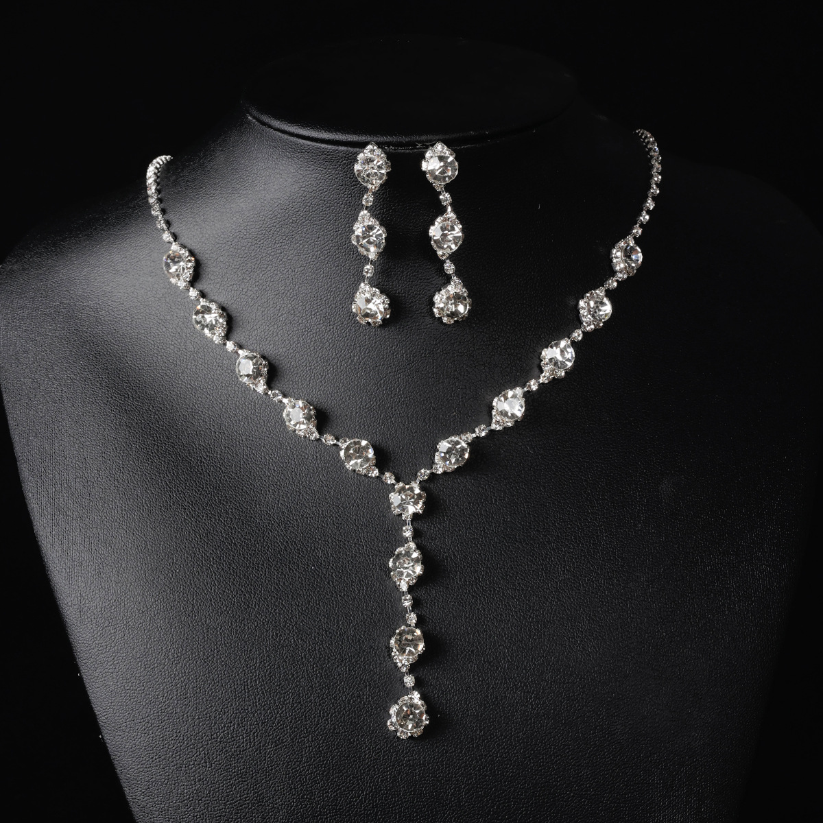 Wedding accessories: European and American fashion full-diamond two-piece set, bride's suit, necklace, earrings wholesale N5699 details Picture