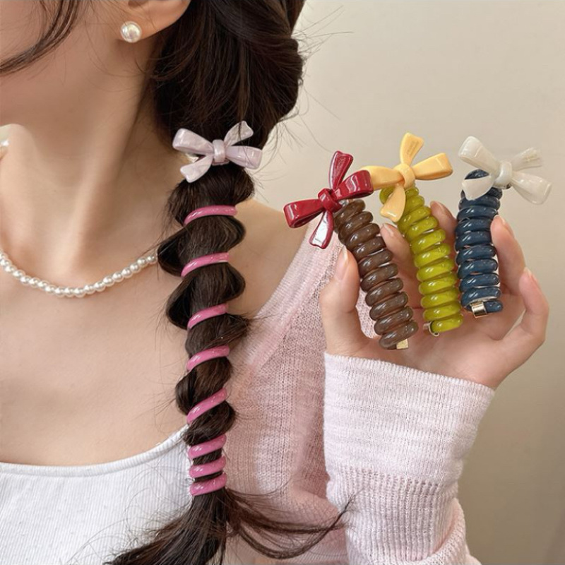 Spring and summer cute bow bubble braid hair braiding wonder, women's 2024 new style high-end telephone line hair tie Specification drawing