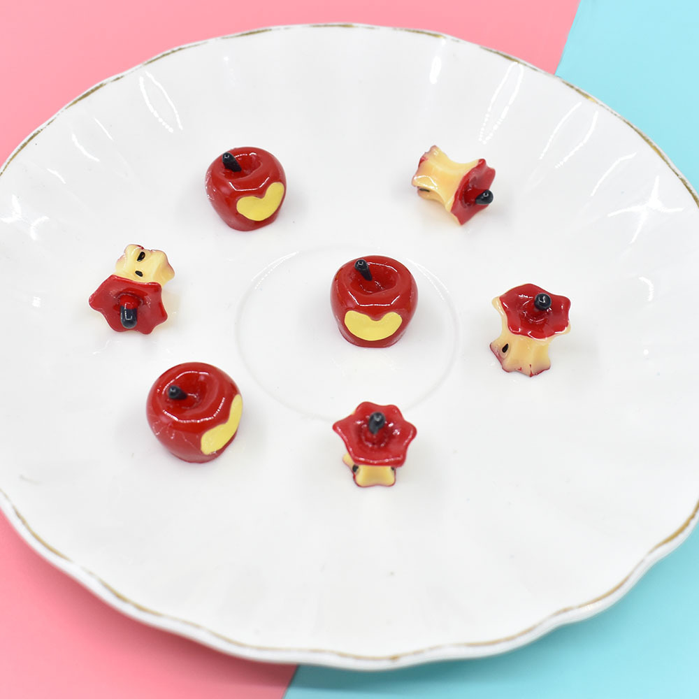 Miniature food toy apple resin accessories diy ornaments, mini apple core pendants, necklaces, earrings, keychains, pendants details Picture