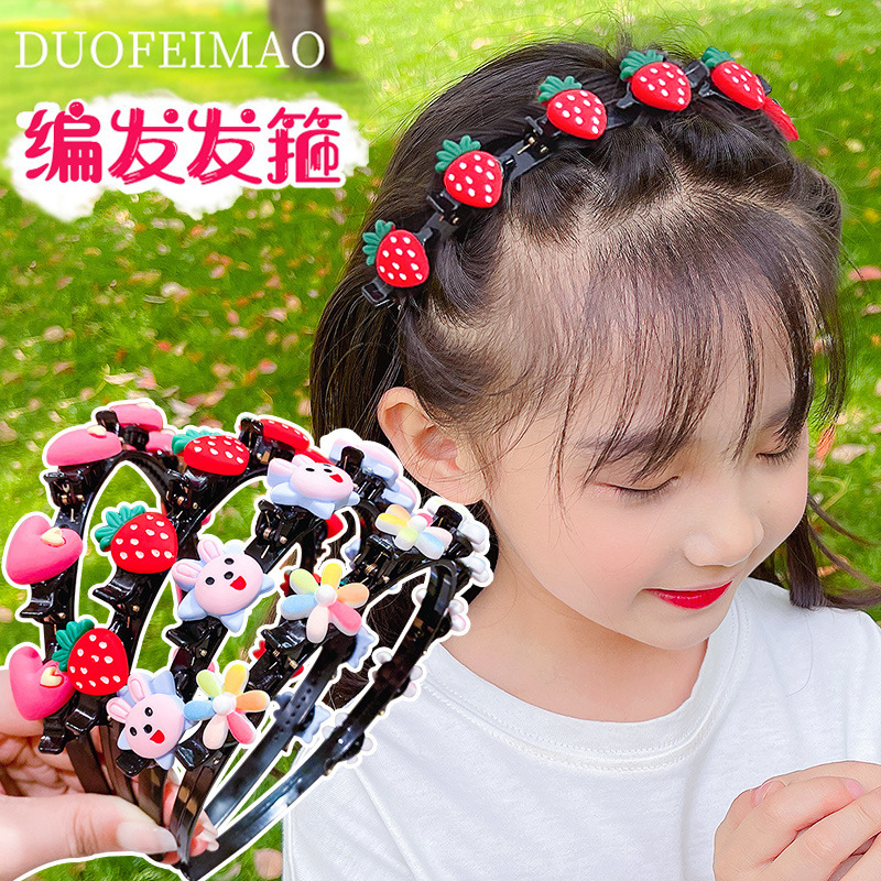 Cartoon children's hair bands, hair clips, baby hair pressing headbands, braided hair clips, girls' cute hair holes, hair accessories, headwear details Picture