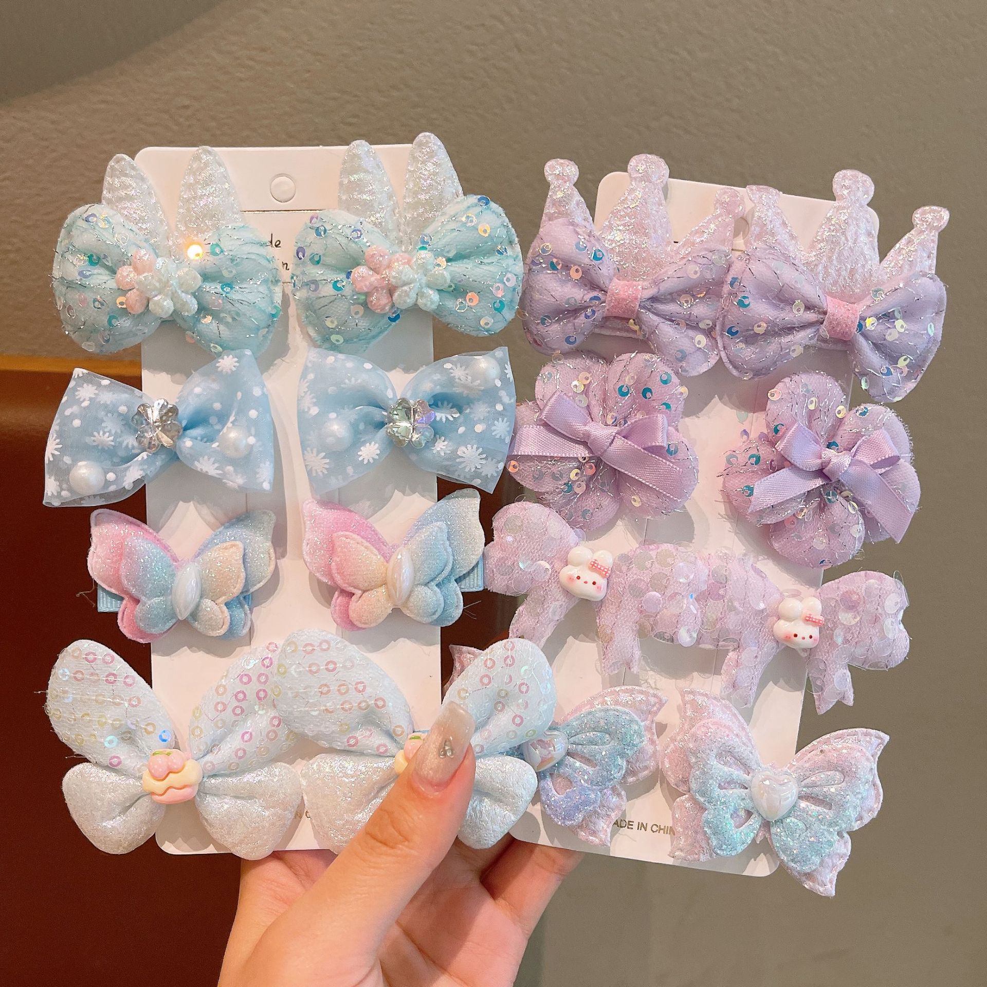 Princess Girls Sequined bow headwear, Children's broken hair clips, Baby flower bb clips, girls' bangs hair clips details Picture